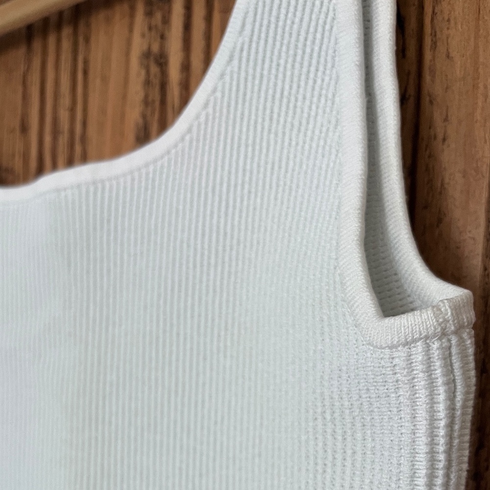 Quince White Ribbed Square-Neck Tank Top - Picture 7 of 8